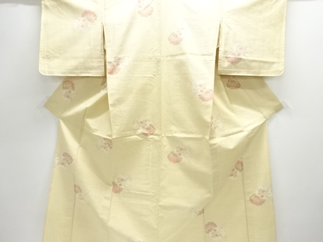 未使用品　梅模様織り出し十日町紬単衣着物